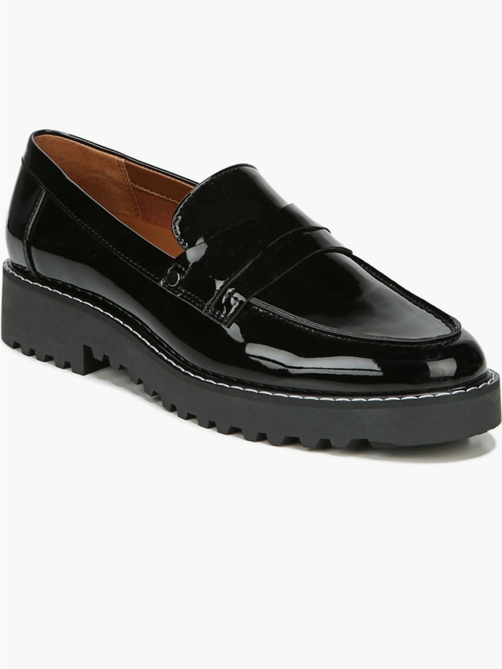 Franco Sarto Black Patent Lug Sole Loafer